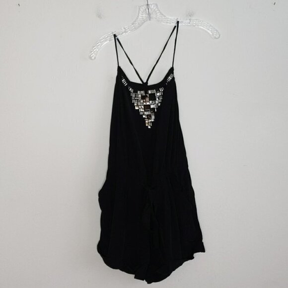 Black Embellished Neck Romper - Picture 1 of 5